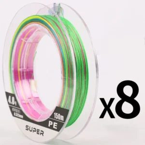 Línea de pesca trenzada PE 8X de 150m – Alta resistencia y durabilidad para pesca en agua dulce y salada.